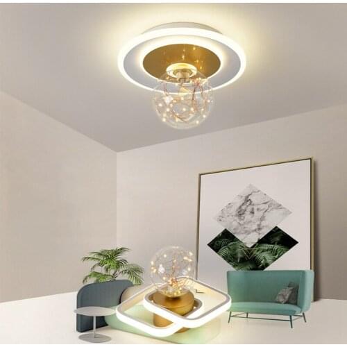 New Ceiling Lamp Led Glass Ball Gold Corridor Aisle Lighting Modern Entrance Nordic Creative Personality Starry Home Decor Light