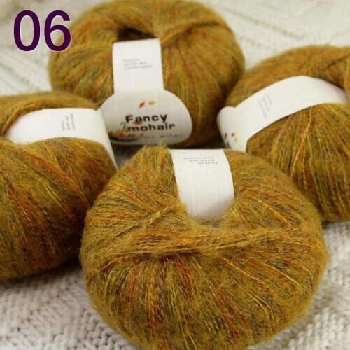 NEW Luxurious Soft 4balls*50g Crocheting & Knitting MOHAIR wool hand Yarn Knitting Rainbow Orange 823-06-4