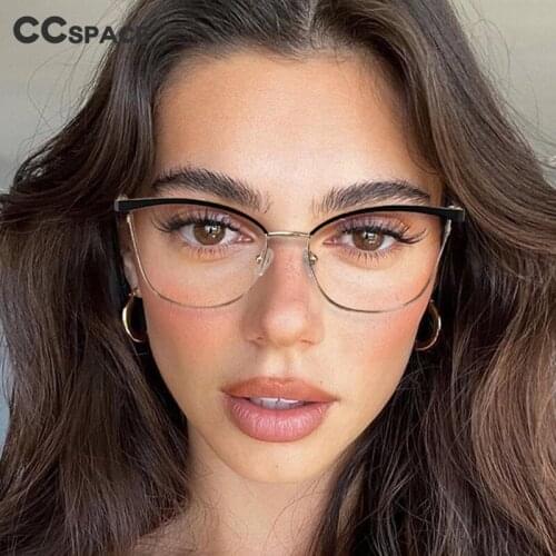 53165 Blue Light Blocking Metal Ladies Eyewear Cat Eye Decorative Vintage Womens Protective Work Computer Eyeglasses