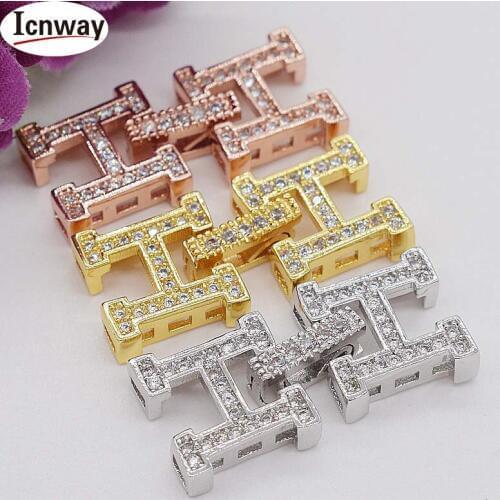 Wholesale Rhinestone inlay silver Plated clasp 1.2*2.6cm For DIY bracelet necklace Free shipping icnway