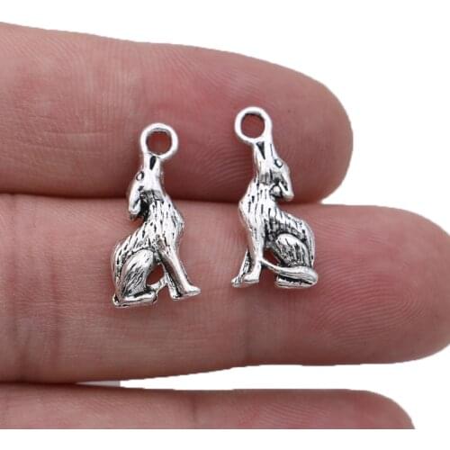 10pcs Antique Silver Plated Wolf Charms Pendants for Jewelry Making Bracelet Earrings Necklace DIY Accessories Craft