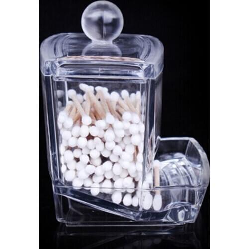 Transparent Clear Acrylic Q-tip Holder Box Cotton Swabs Stick Storage Cosmetic Makeup Case Boxes EJ870720