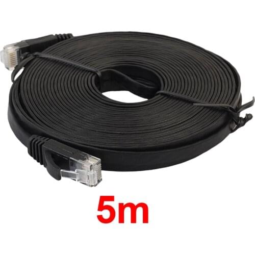 New Ethernet Network Cable RJ45 Patch LAN Cable Flat RJ45 Cable 0.5m -15m 98FT Cable CAT6 Flat UTP Black/ White Color 1000Mbps