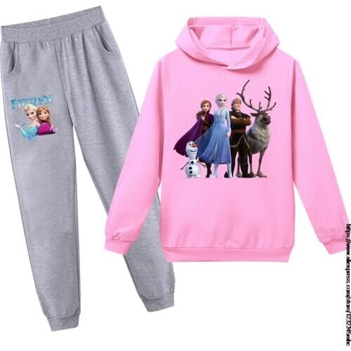 Autumn winter Frozen Elsa hoodie toddler boy clothing set fashion long sleeve kids t-shirt pants kids girls sweatshirt set