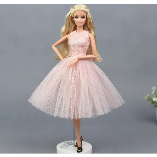 2018 Light Pink Lace Dress Skirt Evening Party Princess Gown Fashion Outfit Clothes For 1/6 Barbie Xinyi Fr Doll for Girl Gift