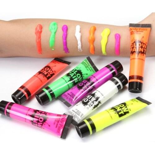 Glow Eyeshadow Stage Clubbing Neon Makeup Kit in Blacklight UV Glow in the Dark Fluorescent Eye Shadows Body Paint Makeup Face
