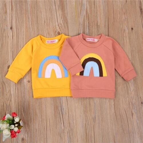 0-3Years Toddler Infant Baby Boys Girls Rainbow Printed Swearshirts Tops Pullover Casual Hoodies Autumn Winter Outfits