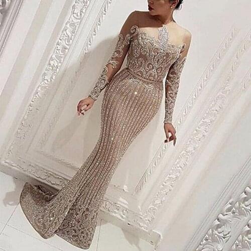 Tromlfz 2021 New Arrival Sexy Prom Dresses Women Long Sleeve Bodycon Cocktail Party Robe Elegant Formal Evening Vestido