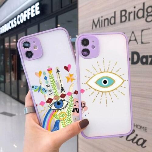 Turkish lucky Blue Evil Eye Phone Case matte transparent For iphone 7 8 11 12 plus mini x xs xr pro max cover