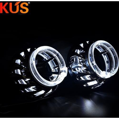 2Pcs 2.5 Inch Bi xenon Universal Projector Day Running Light Dual Angel Eyes Mask Cover Shroud Motorcycle Car Headlight