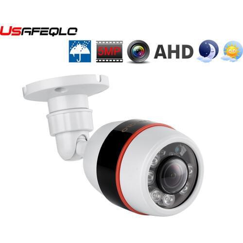 USAFEQLO 5MP 1.7MM Fisheye Lens 170 Degree AHD Camera Night Vision Waterproof Outdoor Bullet Camera 6 array leds SONY IMX335