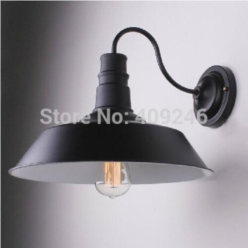 Vintage Retro Edison Vintage Iron Wall lamp RH Loft Mirror light E27 Bulb 26CM Black White Cafe Bar Coffee Shop Bedroom