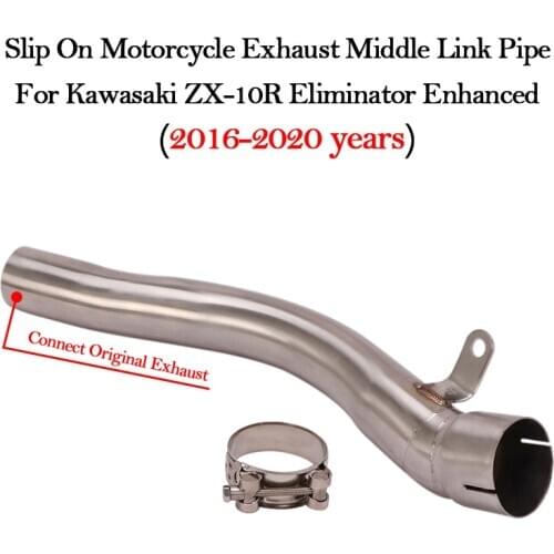 Slip On For Kawasaki ZX-10R ZX10R 2016 17 18 19 2020 Motorcycle Exhaust Catalyst Deleted Middle Link Pipe Escape Muffler Tube