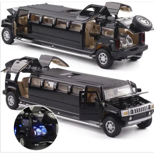High simulation 1:32 alloy hummer limousine metal diecast car model pull back flashing musical kids toy vehicles free shipping