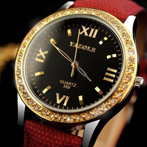 YAZOLE Fashion Leisure Korean Style Women Wristwatch Charming Diamond-encrusted Dial Life Waterproof Durable Quartz Movement 359