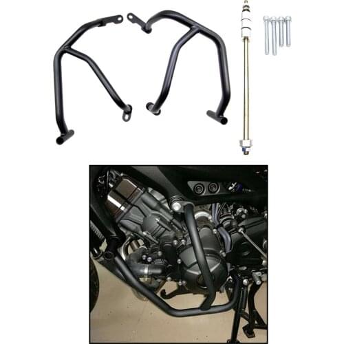 1Pair Carbon Steel Motorcycle Engine Guard Crash Bar Protector Compatible for Yamaha MT09 FZ09 2013-2020 Black