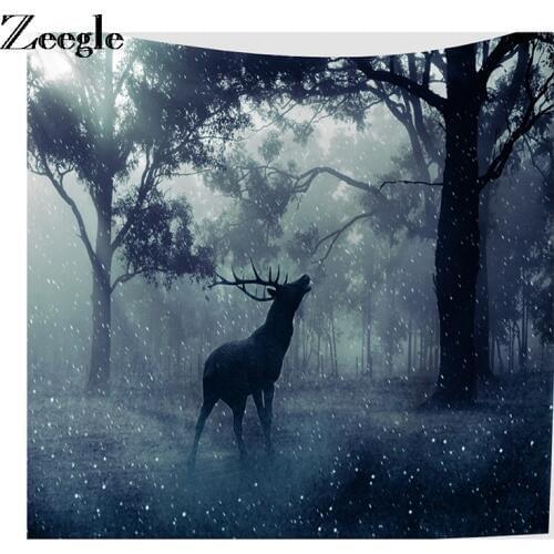 Zeegle 3D Elk Printed Wall Tapestry For Living Room Home Decor Sofa Chair Cover Table Cloth Fashion Beach Towel Bedspread Art