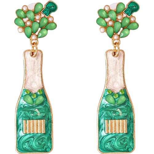 New Style Wine Bottle Earrings Crystal Earrings Long Luxury Pendant Party Earrings Ladies Fashion Jewelry Wholesale Hot Sale