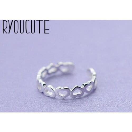 Vintage Silver Color Love Heart Rings for Women Bijoux Gift Female Adjustable Size Finger Rings Anillos Wholesale