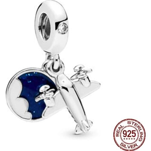 Genuine 100% 925 Sterling Silver Beads Propeller Plane Pendant Charms fit Original Pandora Bracelets Women DIY Jewelry
