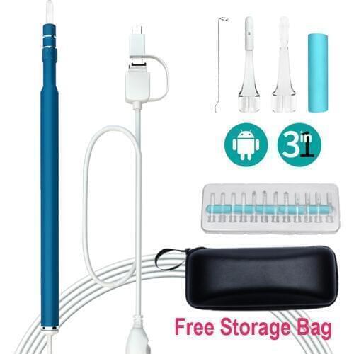 Ear Cleaning Endoscope 3 in1 USB HD Visual Ear Spoon 5.5mm Mini Camera Android PC Ear pick Otoscope Borescope Tool Health Care