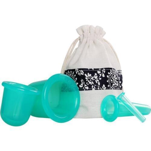 4 pieces silicone cupping household hygroscopic tank vacuum cupping meridian health transparent cupping