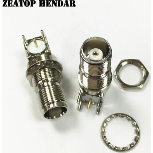 5Pcs Brass TNC Jack Female Socket Right Angle for PCB Plug RF Straight Coaxial Adapter PTFE Connector
