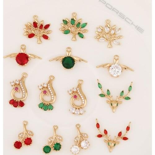 HAOSAW 6Pcs Jewelry Accessories/CZ Charms/DIY Making/Hand Made/Jewelry Findings & Components/Crystal Pendants For Necklace