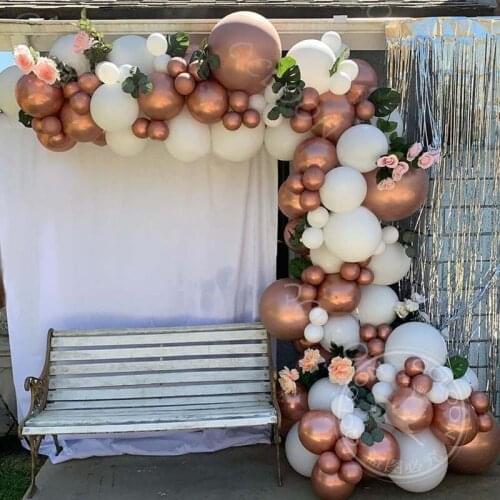 99pcs Rose Gold Chrome White Balloon Garland Arch Kit Wedding Decorations Baby Shower Birthday Party Metal Balloons Home Decor