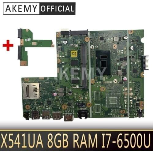 Akemy New! For Asus X541UA X541UAK X541UVK X541UJ X541UV X541U F541U R541U motherboard laptop motherboard W/ 8GB RAM I7-6500U