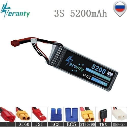 100% Capacity 3S 11.1v 5200mAh 35C LiPo Battery For RC Drone RC Cars RC Robots RC Boats toy 11.1v Rechargeable Lipo Battery 1pcs
