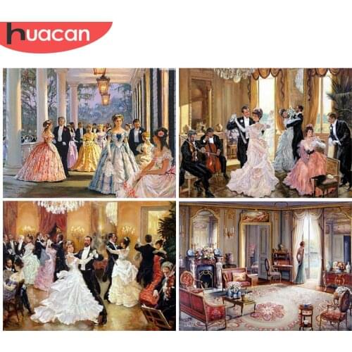 HUACAN Diamond Embroidery Woman Prom Full Square Diamond Painting Landscape Diamond Mosaic Picture Of Rhinestone Home Decor