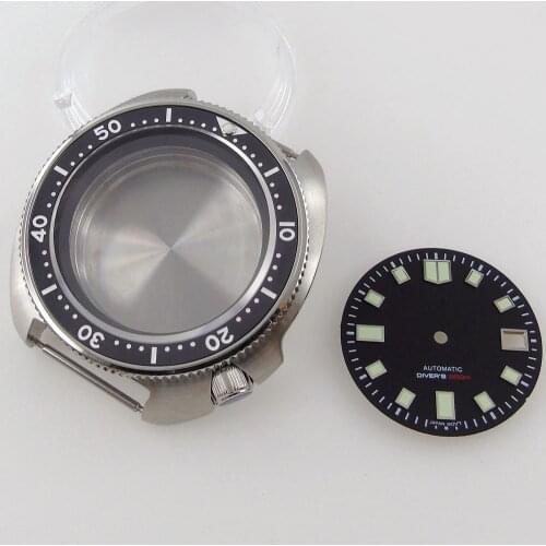 44mm Diving Watch Case+C3 Lume Dial Fit For NH35 NH36 200M Waterproof Sapphire Glass Ceramic Insert Unidirectional Turning Bezel