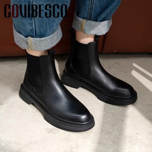 COVIBESCO 2021Woman Ankle Boots Spring Summer Genuine Leather Working Shoes Casual Shoes Simple Boots Fashion Shoes Women