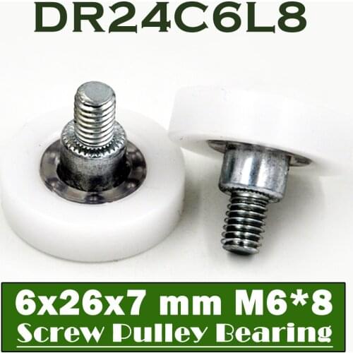DR24C6L8 Screw Pulley Bearing 6*26*7 mm ( 2 PCS ) Doors and Windows Roller Mute Wheel POM 636 M6*8 Plastic Covered Bearings