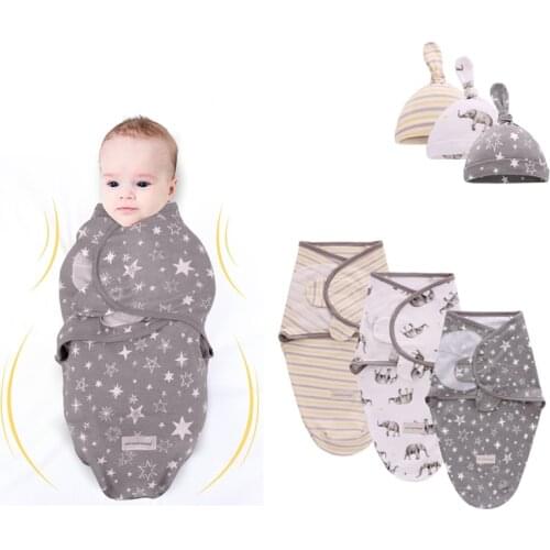 3Pcs Set Newborn Swaddle Wrap Cotton Baby Swaddling Sleeping Bag Infant Envelope Sleep Sack Bedding For 0-6 Months