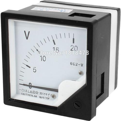 Square Panel Mounting Moving Vane 6C2 0-20V 5V 10V 15V 30V 50V 100V 150V 250V 300V DC Analog Voltmeter 80mmx80mm