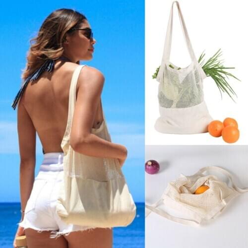 Reusable Cotton Mesh Net Grocery Storage Bag Vegetable Fruit Shopping Bags
