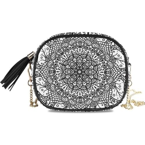 Fashion Mandala Pattern Leather Small chain Bags Crossbody Bag For Women Sac Main Female Shoulder Bag Female Handbags And Purse