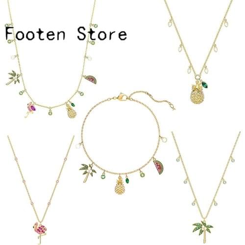 SWA Fashion Ladies Jewelry Glamour flamingo.pineapple.Palm tree Tropical Style Jewelry Set Necklace Bracelet Romantic Jewelry