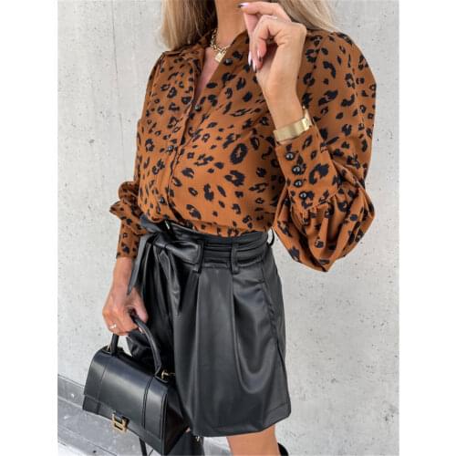 Leopard Print Fashion High Neck Satin Silk Top Sexy Hollow Open Back Shirt Top Elegant Autumn Long-sleeved Pleated Top XL Goth