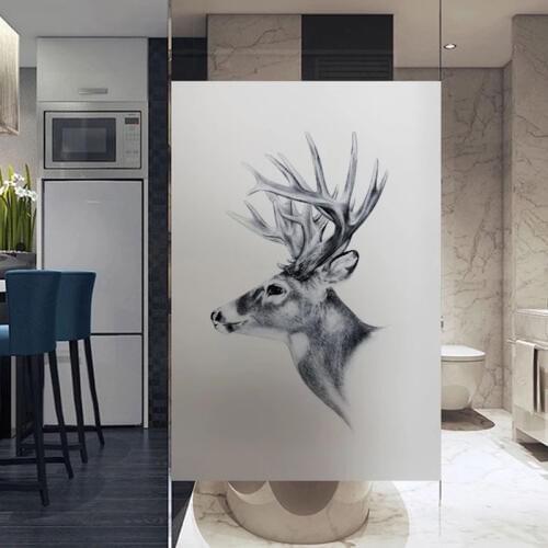 Cartoon animals Deer window sticker glass film English alphabet Scrub opaque static Cling privacy office custom size kids room