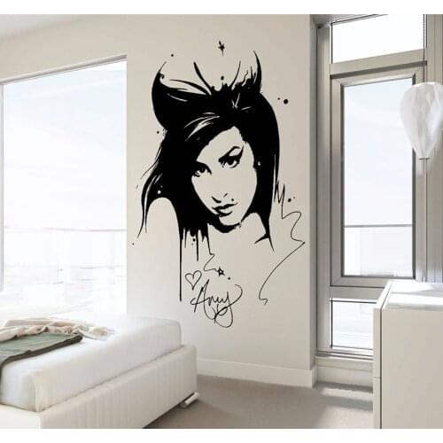 Amy Winehouse Wall Decal Sticker Beauty Hair Salon Vinyl Interior Home Decor Mural Removable Living Room Decor Sticker YO-133