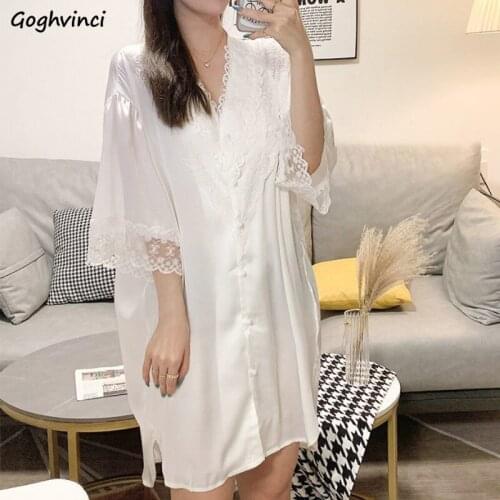 Nightgowns Women Summer White Lace V-neck Mini Elegant Sexy Cozy Thin French Style Romantic Homewear Sleepwear Female Temptation