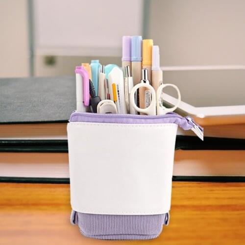 Creative Retractable Pencil Case School Stationery Storage Bag Kawaii Solid Color Pen Case Cute Pen Holder Gifts for kid Pen Bag