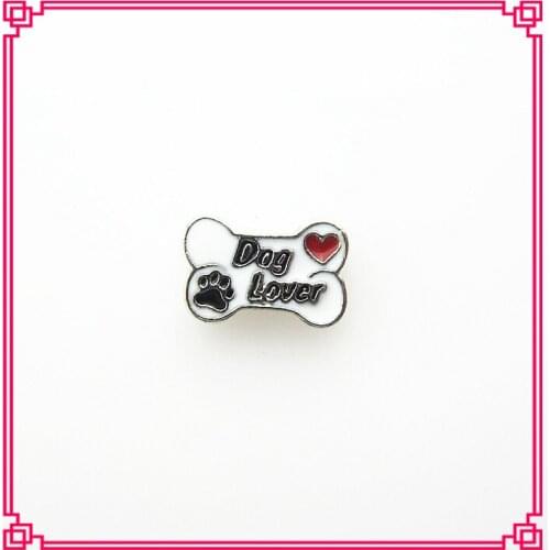 Hot selling dog love bone floating charms living glass floating memory locket