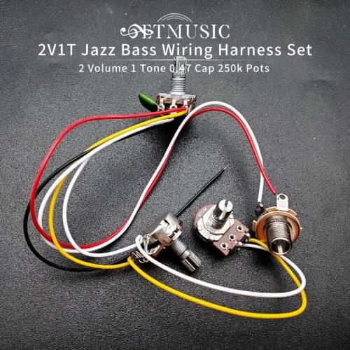 Jazz Bass Wiring Harness 2 Volume 1 Tone 047 Cap 250k Pots Set
