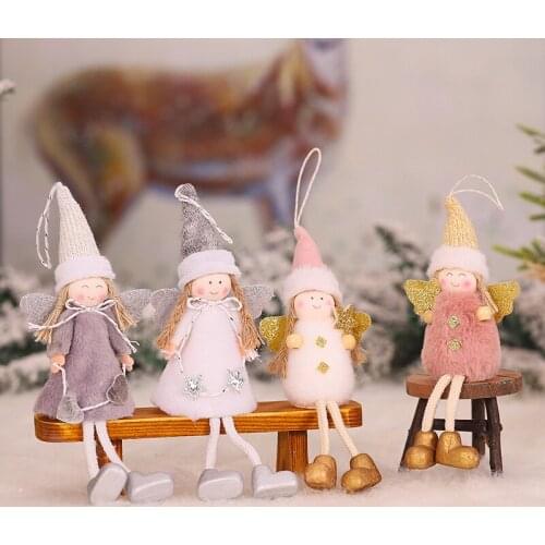 Lovely Christmas Ornament Plush Girl Angel Pendant Christmas Decoration New Year Birthday Gift for Home Natal Navidad