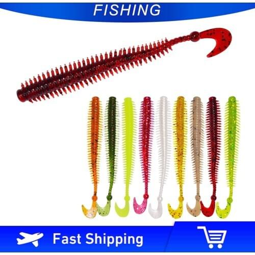 Afishlure 10pcs/lot 90mm 1.6g Artificial Sea Worms Isca Fishing Lure Soft Plastic Lure Pasca Lure Swimbait Bait