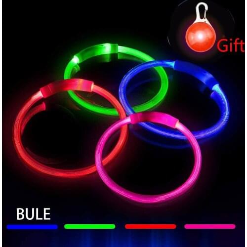 LED Pet Dog Collar USB Rechargeable Glowing Luminous 3 Mode Lighting Charging Cat Collars for Small Medium Large Pet Products